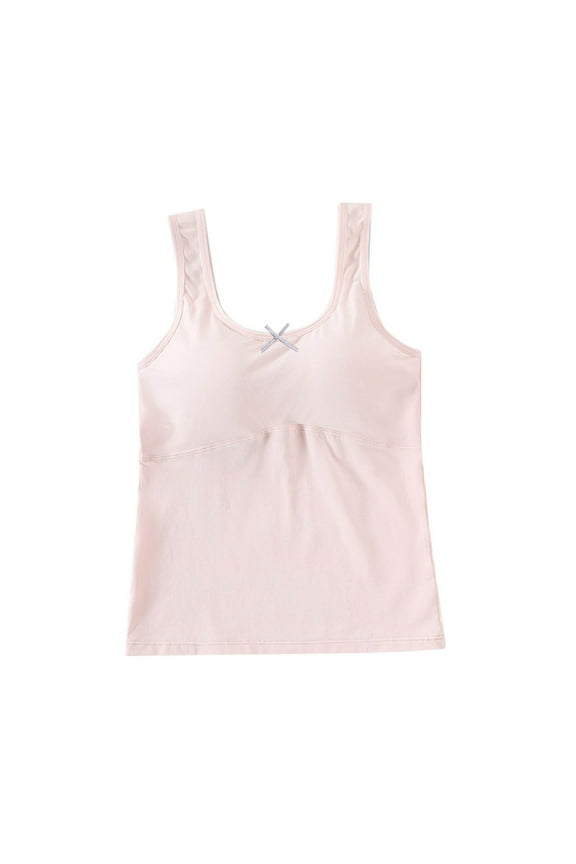 Long Solid Color Tank Top for Girls,Stylish Cotton Comfortable Soft Base Layer,Suitable for Children Aged 9-14
