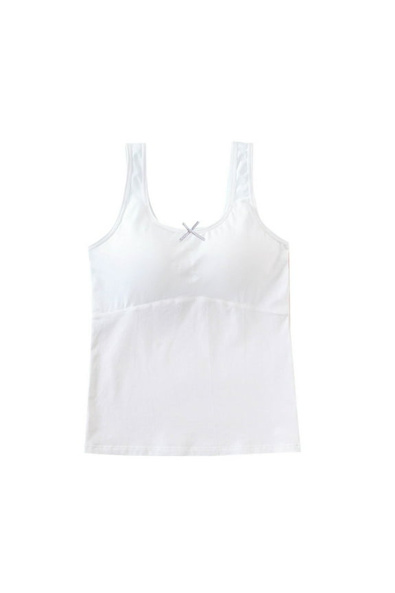 Long Solid Color Tank Top for Girls,Stylish Cotton Comfortable Soft Base Layer,Suitable for Children Aged 9-14