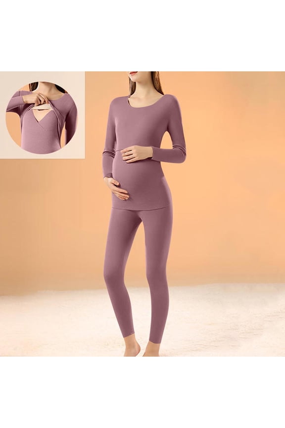 Maternity Pajamas & Postpartum Lounge Sets for Women, Long Sleeve Nursing Pajamas
