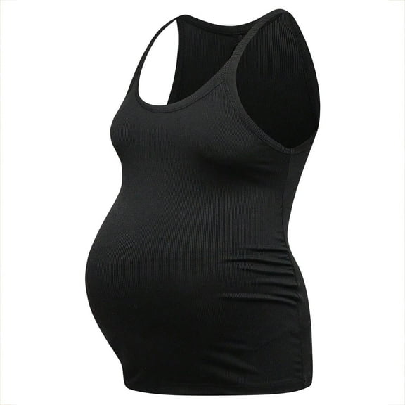 hengsof Maternity Tank Tops for Women Ruched Sleeveless Basic Tops Maternity Shirt Vest Pregnancy Tee