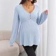 thumbnail image 1 of hengsof Maternity V Neck Ribbed Long Sleeve Button Up Maternity Shirt Soft Stretch Casual Shirt, 1 of 4