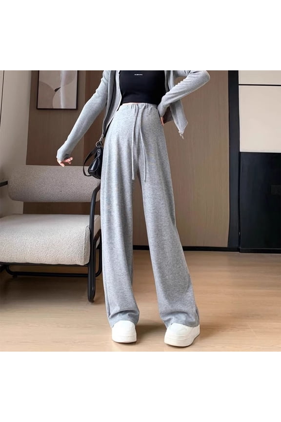 Maternity Wide Leg Sweatpants High Waist Elastic Drawstring Lounge Pants for Pregnant Women