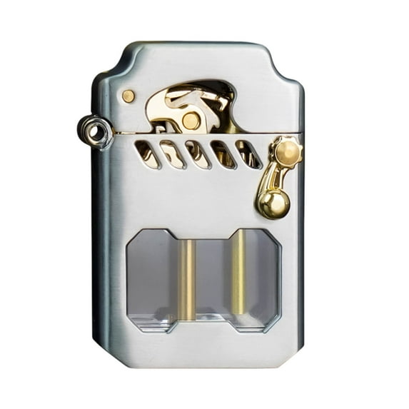 hengsof Metal Rocker Lighter With Transparent Fuel Tank Lighter, Metal Portable Lighter, Windproof Rocker Lighter, Suitable for Indoor And Outdoor Camping Collection Gifts