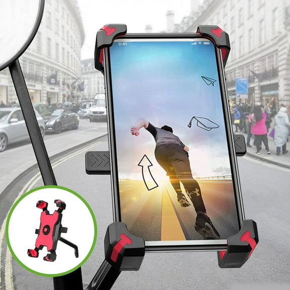 hengsof Motorcycle Bike Phone Mount, Bike Phone Holder Mount Handlebar or Rearview Mirror for Dirt Bikes, Scooter, Bicycle, Electric, Mountain and Most Mobile Phones