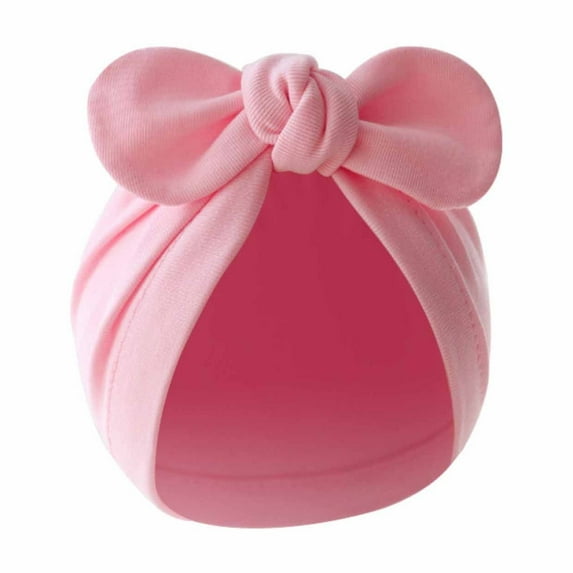 hengsof Newborn Beanie Hat With Bow And Bunny Ear Knots Multi Color Soft Cotton Pull On Hat For Babies 0-3 Months Spring, Summer and Fall Hats