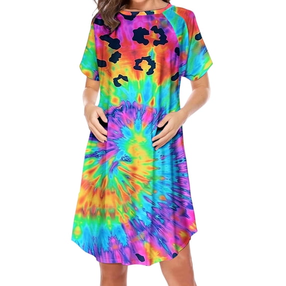 hengsof Nursing Dress Summer Short Sleeve Breastfeeding Casual Knee Length Maternity Dresses