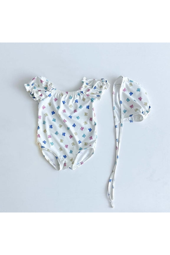 One Piece Swimsuit for Girls Cute Swimwear Bathing Suit with Swimming Cap Swimwear Suitable for Infants and Toddlers