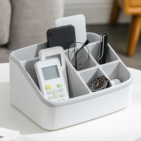 hengsof Plastic Storage Box 6 Slots Large Capacity Multi Purpose Counter Organizer Bathroom Kitchen Bedroom Cosmetic Organizer