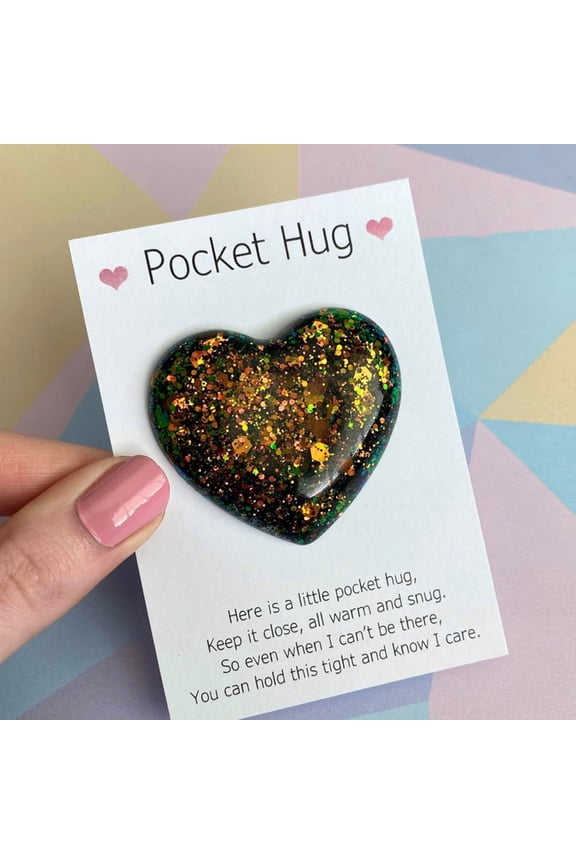 Pocket Hug Token,Long Distance Gifts Keepsake,Double Sided Inspirational Thinking of you Gift with Leather Keychain