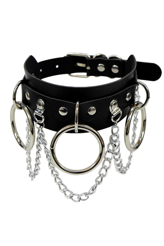 Punk Gothic Vintage Collar Necklace, Leather Design with Heart Pendants, Edgy Fashion Statement, Valentine's Day Gift