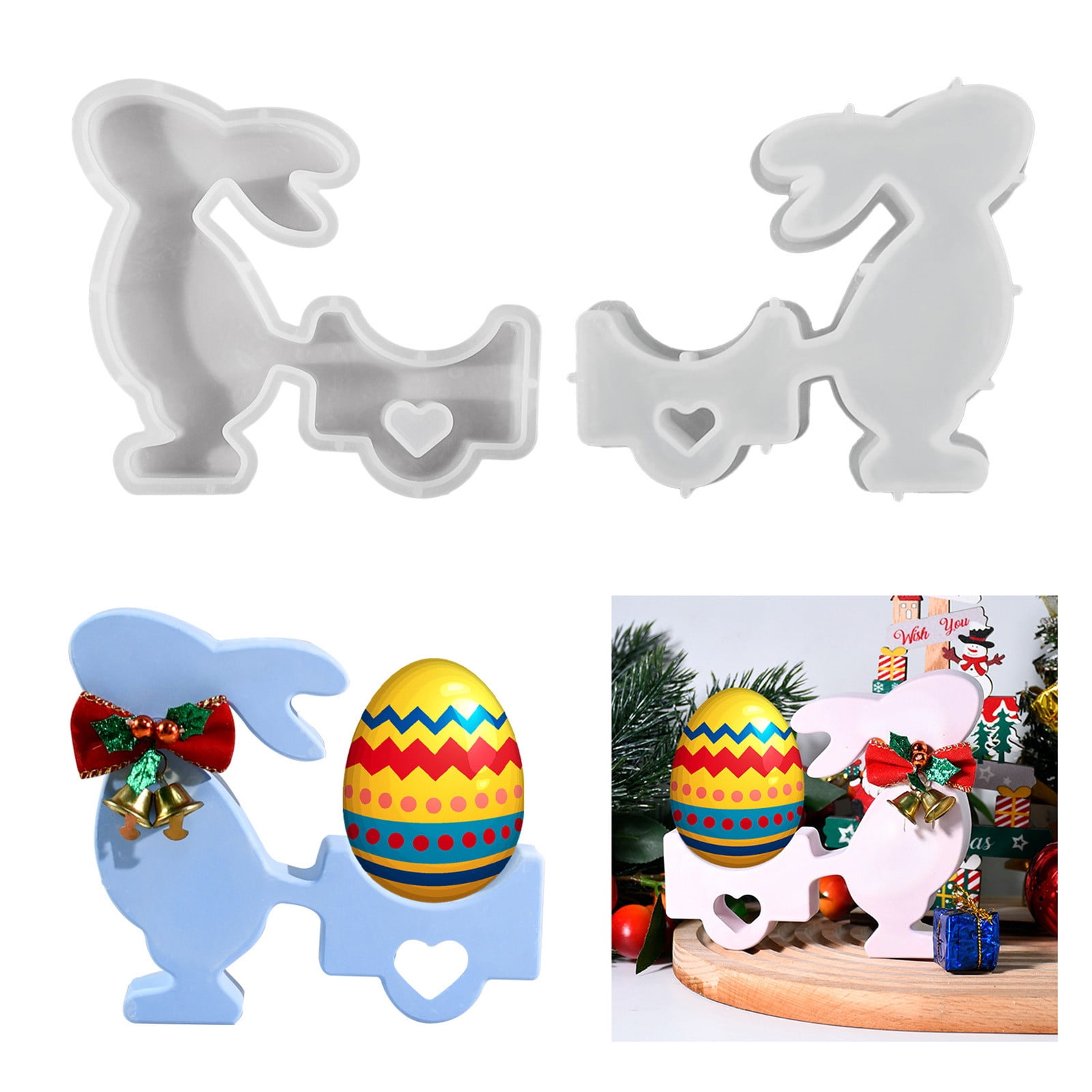 Hengsof Resin Set Easter Mould Size Rabbit Pulling Car Silicone Mould 