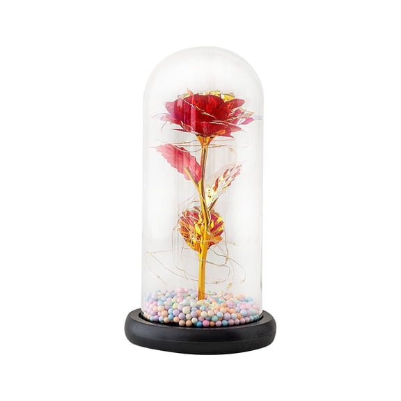 hengsof Romantic Valentines Gift for Her, Red Silk Forever Rose with LED Lights Base - Unique Gift Mother's Day Anniversary Birthday Wedding Decorations