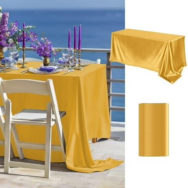 hengsof Satin Tablecloth 260x145cm Overlay Satin Table Cover Rectangle Bright Silk Tablecloth Smooth Fabric Table Decoration for Wedding Banquet Party Events