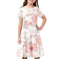 thumbnail image 1 of hengsof Short Sleeve Casual Dresses for Girls, Stylish Printed Pleated Dresses for Kids, Comfortable Everyday Dresses, Sizes 4 to 14, 1 of 8