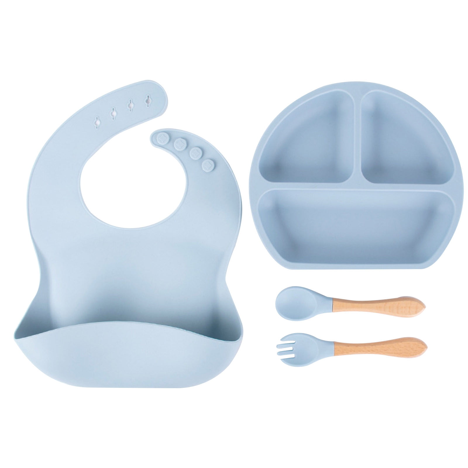 Personalised Baby Feeding Set | 5-Piece Silicone Tableware | Plate, Bowl, Bib, Spoon & Fork – We Care Sustainable Living