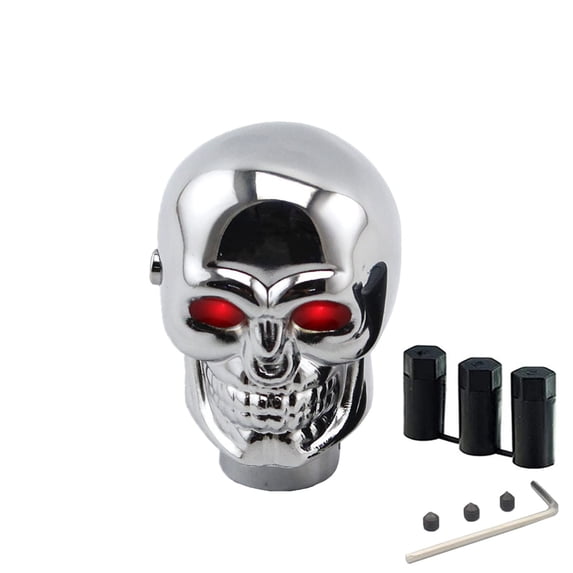 hengsof Skull Shifter Knob Fit Most Automatic Transmissions,Skeleton Head With Light And Metal Personality Ghost Head