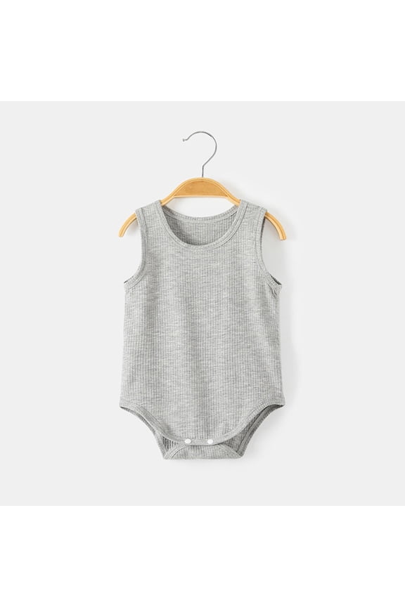 Sleeveless Onesie for Baby Boys Girls Soft Button Vest Pajamas Stylish Straps Solid Color Onesie Unisex Baby Pajamas Cute Summer Baby Clothes