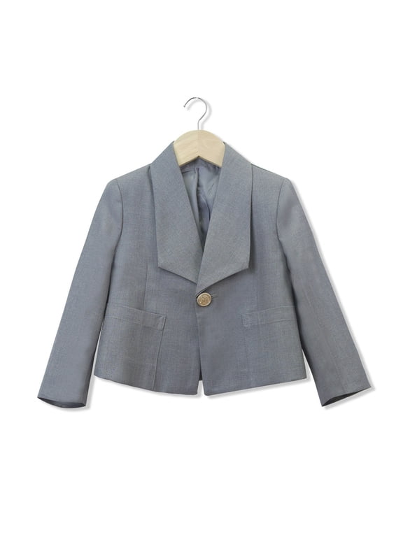 Solid Collared Blazer for School Dress Code, Kids Formal Wear Jacket, Academic Style Outerwear for Uniform and Events, Size 2-12 Years