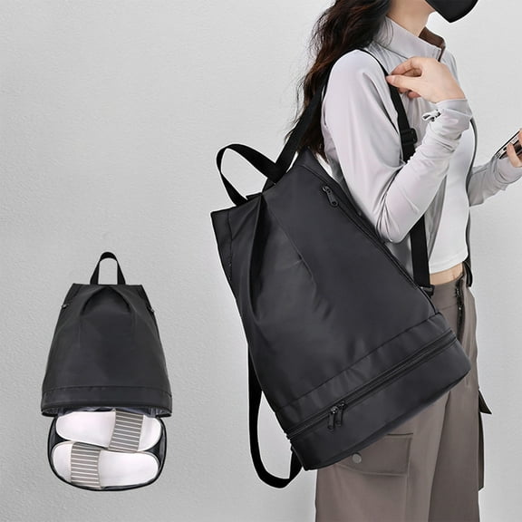 hengsof Sports Drawstring Backpack Waterproof Swim Bag Gym Bag with Shoes Compartment and Dry/Wet Separation Pocket for Women Men Basketball, Sports, Gym, Travel