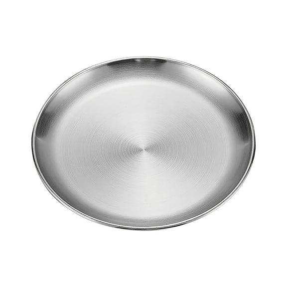 hengsof Stainless Steel Dessert Appetizer Plates, Round Lunch Plates, Small Serving Camping Salad Plate for Outdoor Camping, Snack and BBQ