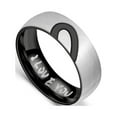 thumbnail image 1 of hengsof Stainless Steel Half Peach Heart Couple Ring, I YOU Design Matching Band Set, Romantic Message Jewelry, Valentine's Day Relationship Gift, 1 of 2