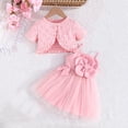 thumbnail image 1 of hengsof Summer Outfit Set for Baby Girls Sheer Dress Openwork Button Down Short Sleeve Jacket Sweet Girl's Clothing Set 2PC, 1 of 8