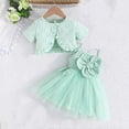 thumbnail image 1 of hengsof Summer Outfit Set for Baby Girls Sheer Dress Openwork Button Down Short Sleeve Jacket Sweet Girl's Clothing Set 2PC, 1 of 8