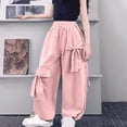 thumbnail image 1 of hengsof Sweet Bow Tie Wide Leg Cargo Pants for Girls, Straight Leg Casual Pants for Summer, Comfortable Everyday Pants, Sizes 5-16 Years Old, 1 of 5