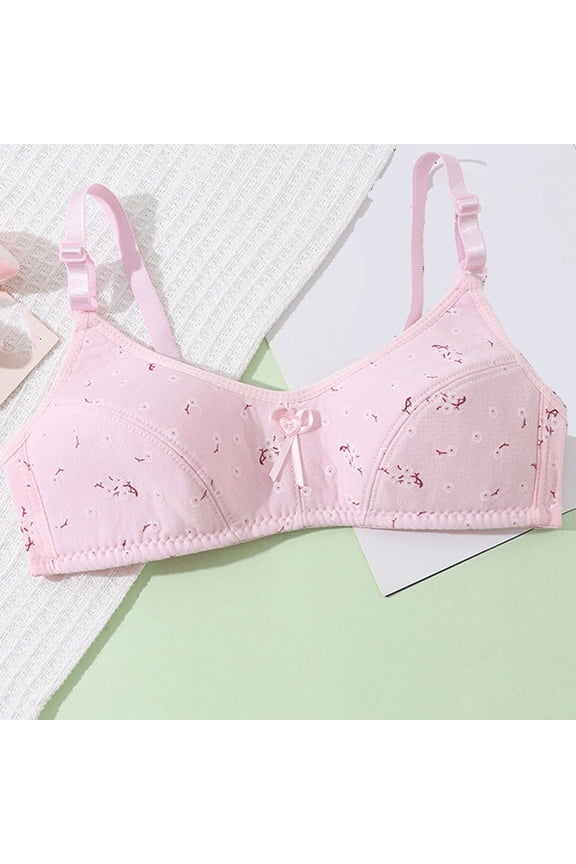 Teen Girls Floral Print Wire Free Cotton Bras Seamless Support Bralette Soft Comfortable Undershirt Size 12-16 Years