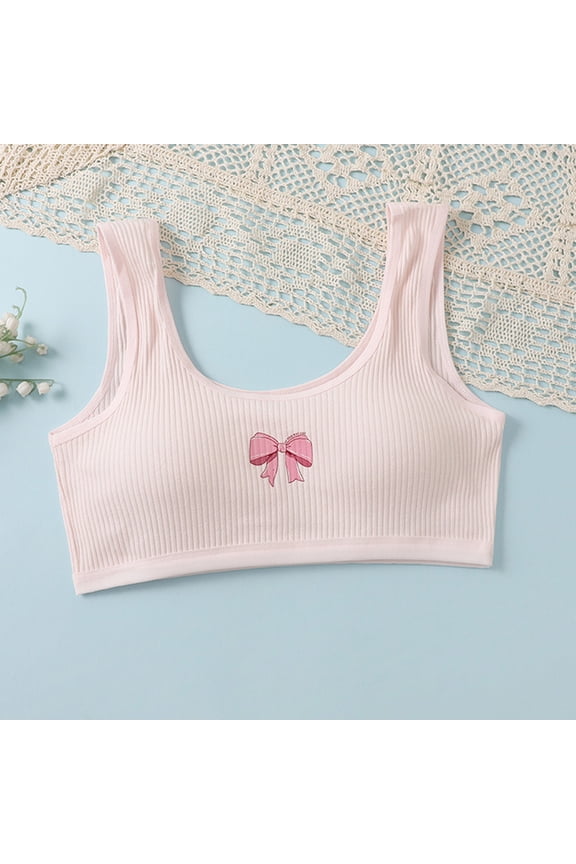 Teen Girls Lightly Padded Wire Free Training Bras Seamless Cotton Bralette Everyday Comfort Supportive Undershirt Size 12-18 Years