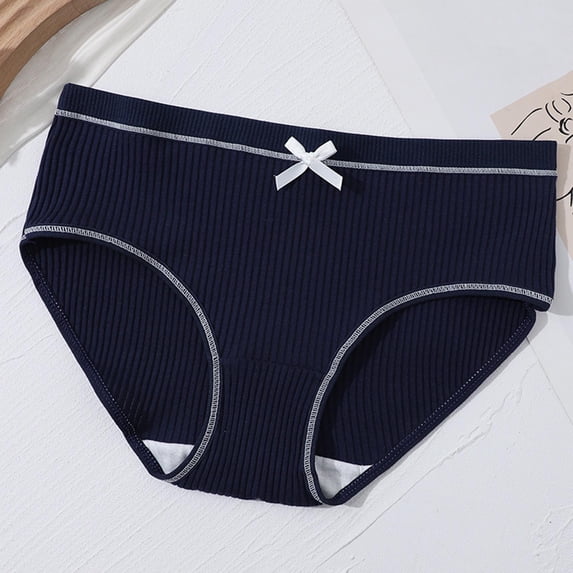 hengsof Teen Girls Ribbed Bow Detail Cotton Briefs for 5-16 Years Solid Color Comfort Underwear Everyday Essential Basic Wear