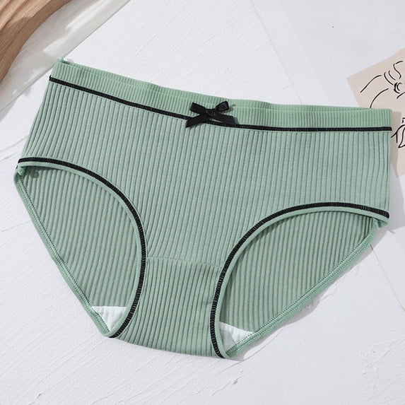hengsof Teen Girls Ribbed Bow Detail Cotton Briefs for 5-16 Years Solid Color Comfort Underwear Everyday Essential Basic Wear