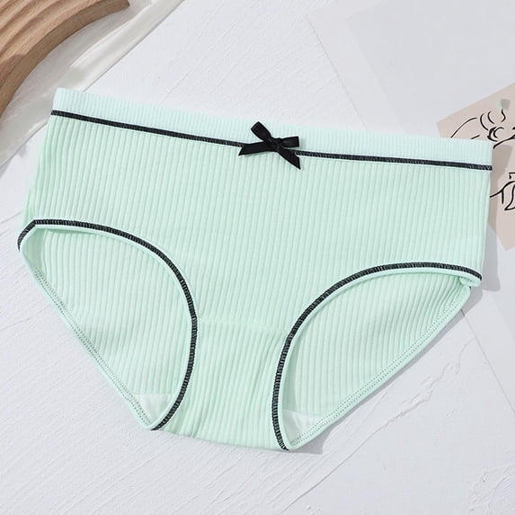 hengsof Teen Girls Ribbed Bow Detail Cotton Briefs for 5-16 Years Solid Color Comfort Underwear Everyday Essential Basic Wear