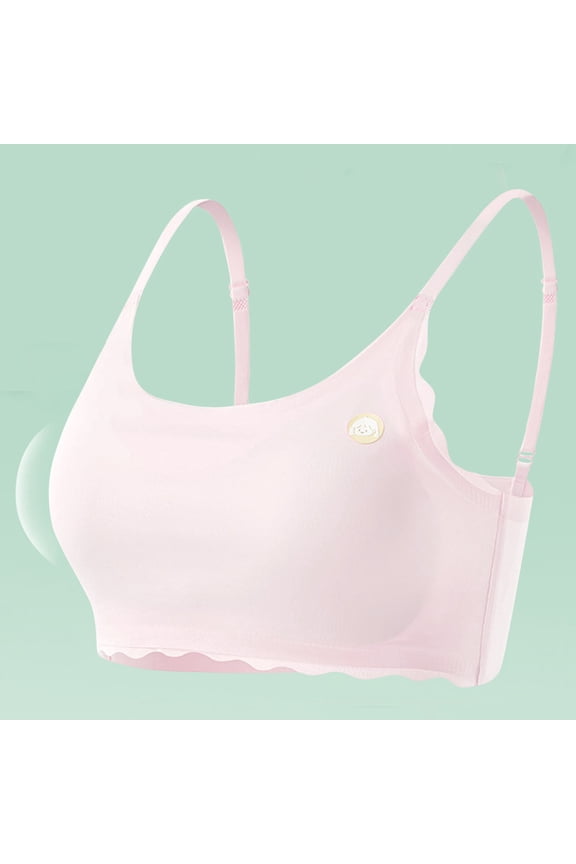 Teen Girls Seamless Wire Free Sports Bras Soft Cotton Bralette with Light Removable Padding Supportive Training Top for Active Lifestyles Size 10-16 Years