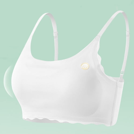 hengsof Teen Girls Seamless Wire Free Sports Bras Soft Cotton Bralette with Light Removable Padding Supportive Training Top for Active Lifestyles Size 10-16 Years