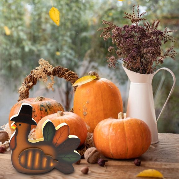 hengsof Thanksgiving Wooden Table Decorations Harvest Party Supplies Turkey,Pumpkin,Happy Thanksgiving Table Centerpieces Decorations