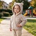 thumbnail image 1 of hengsof Toddler Boys Girls Hooded Fleece Jacket Long Sleeve Coat Cute Bear Hoodie Zip Up Fall Winter Warm Outwear with Pocket 1-5Y, 1 of 7