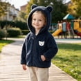 thumbnail image 1 of hengsof Toddler Boys Girls Hooded Fleece Jacket Long Sleeve Coat Cute Bear Hoodie Zip Up Fall Winter Warm Outwear with Pocket 1-5Y, 1 of 6