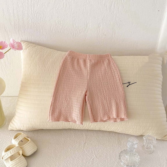 hengsof Toddler Girl Shorts Ribbed Girl Bike Shorts Solid Ruffle Summer Pull On Dance Athletic Under Dress Pants