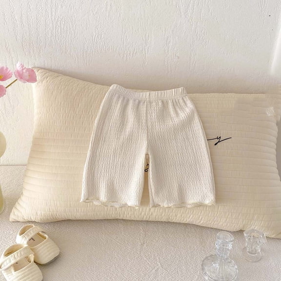 hengsof Toddler Girl Shorts Ribbed Girl Bike Shorts Solid Ruffle Summer Pull On Dance Athletic Under Dress Pants