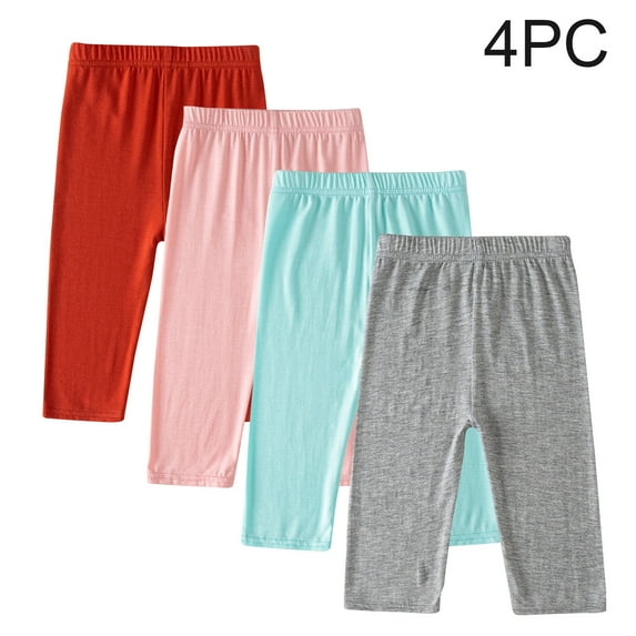 hengsof Toddler Girls 4 Pack Leggings, Summer Soft Thin Stretch Capri Pants, Stylish and Comfortable Leggings Baby Pants