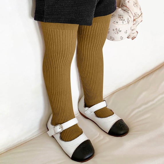 hengsof Toddler Girls Stripe Design Tights for 0-8 Years, Seamless Footed Knit Leggings, Soft Comfortable Playtime Wear