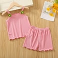 thumbnail image 1 of hengsof Toddler Kids Girls Summer 2 Piece Suit Baby Girls Short Sets Girls Flowers Ruffle Sleeveless Suit Sweet Cute Beach Set, 1 of 8