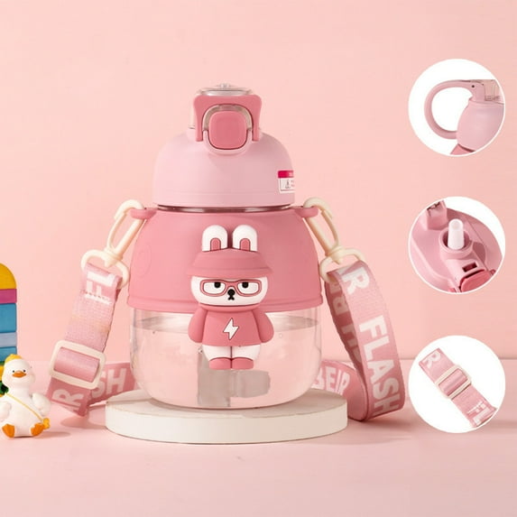 hengsof Toddler Water Bottle, Sports Water Bottle with Straw, Plastic Water Bottle, Kids Water Bottle for School, , Leak-Proof