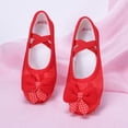 thumbnail image 1 of hengsof Toddlers Slip On Practice Ballet Shoes with Bow Charm, Soft Sole Leather Look Flexible Dance Slippers, No Tie Strap for Independent Wear, 1 of 7