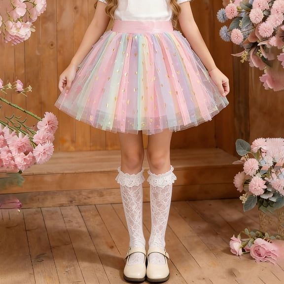 hengsof Tutu for Girls Sequin Skirt with Elastic Waist Layered Tulle Ballet Dance Princess Dress Birthday Outfit