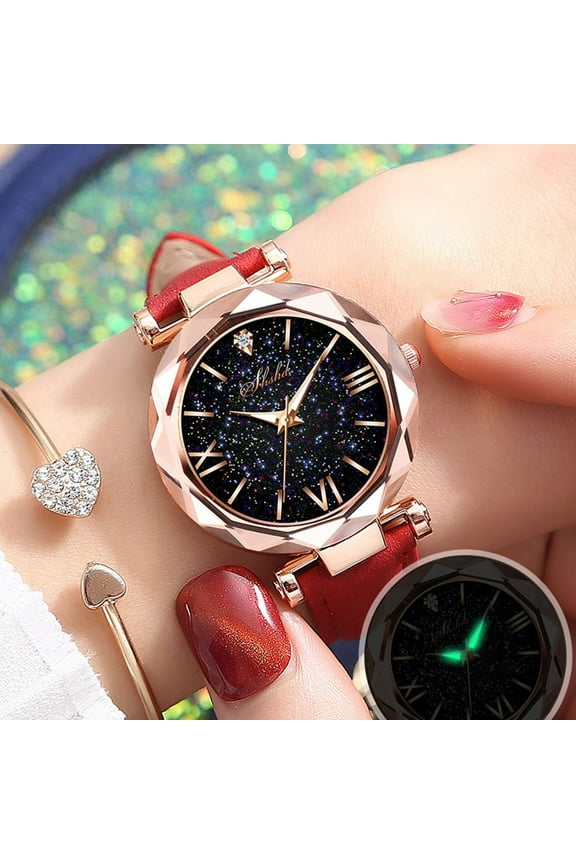 Unisex Frosted Dial Watch, Roman Numeral Star Point Belt Strap Timepiece, Minimalist Casual Wristwatch for Daily Wear, Quartz Movement Analog