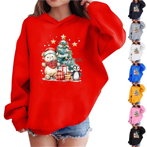 hengsof Unisex Kids Fashion Christmas Hoodie Boy Girl Long Sleeve Casual Fall Winter Pullover Sweatshirt
