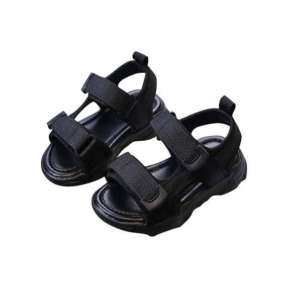 hengsof Velcro Sandals for Toddler Girls, Solid Color Simple Design Soft Sole Non Slip Comfortable Breathable Casual Outdoor Shoes, Suitable for Ages 18M-6