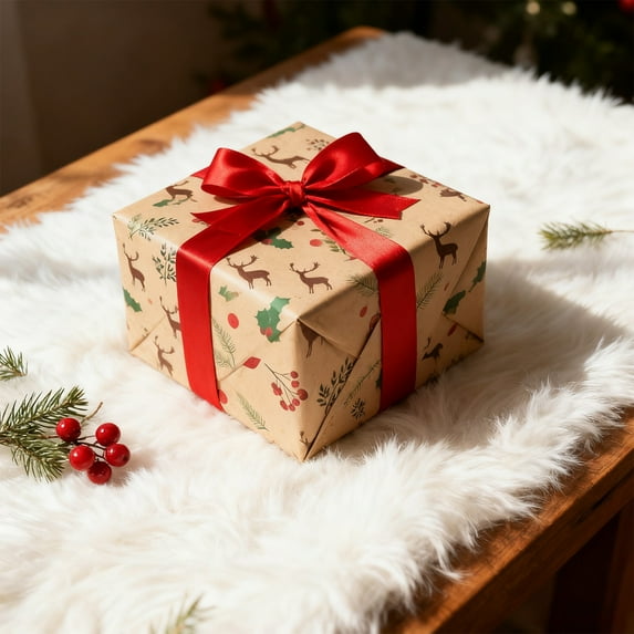 hengsof Vintage Kraft Christmas Wrapping Paper Decorative Paper for Holiday Gift Wrapping Home Party Presents Ideal for Christmas